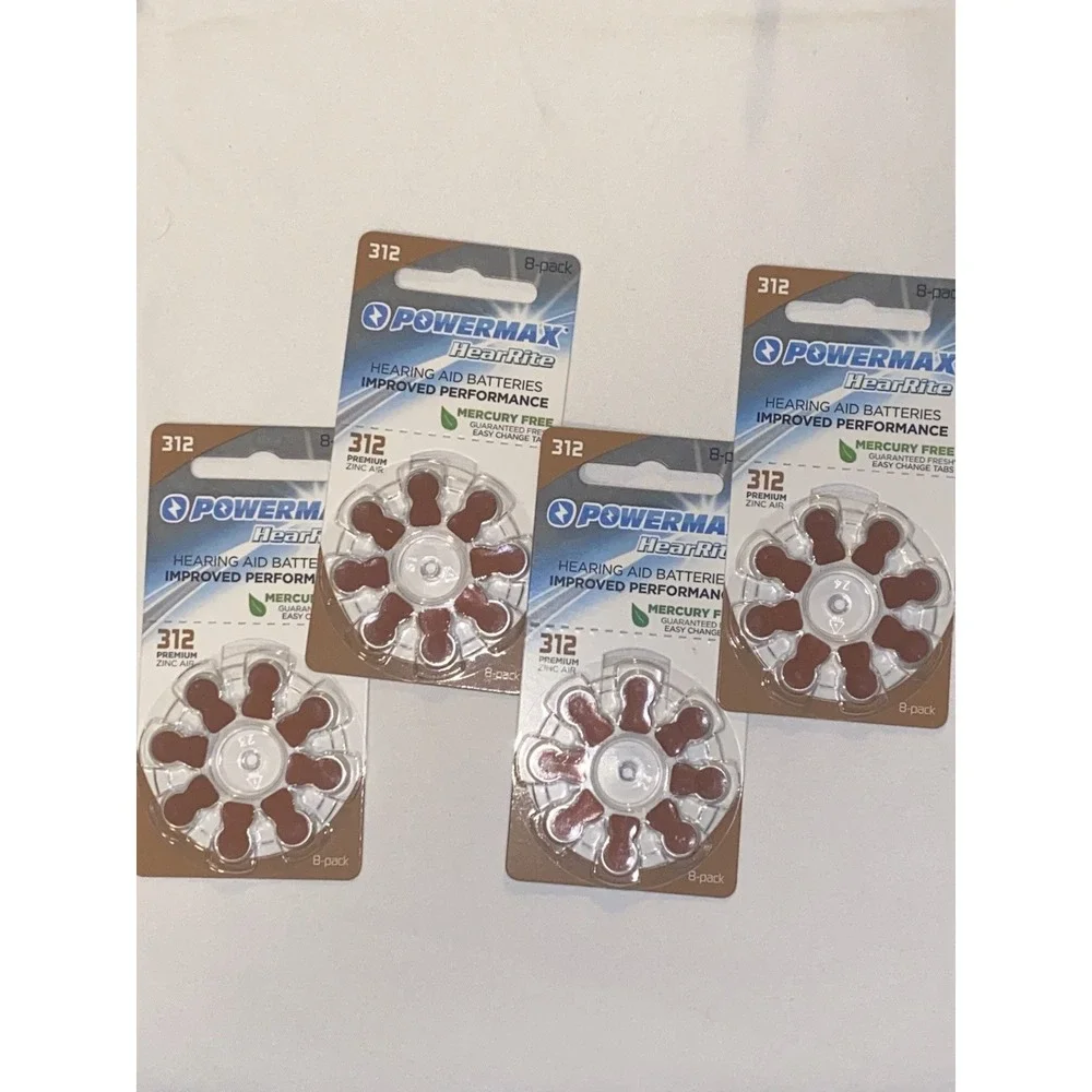 Powermax Size 312 Hearing Aid Batteries, Brown Tab 32-Count‎ | Expire April 2027